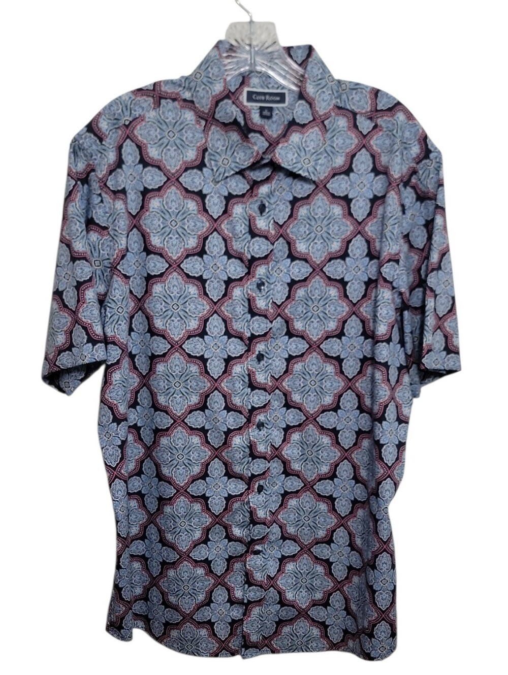 Club Room men's large cotton paisley printshort sleeve button down shirt casual